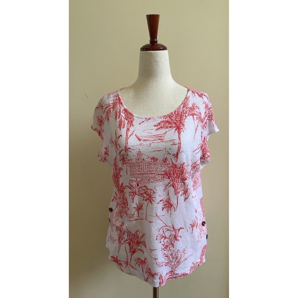 Joie Tops - JOIE Women's Tropical Hawaiian Linen Top Size M Beach Resort Vacation Coastal